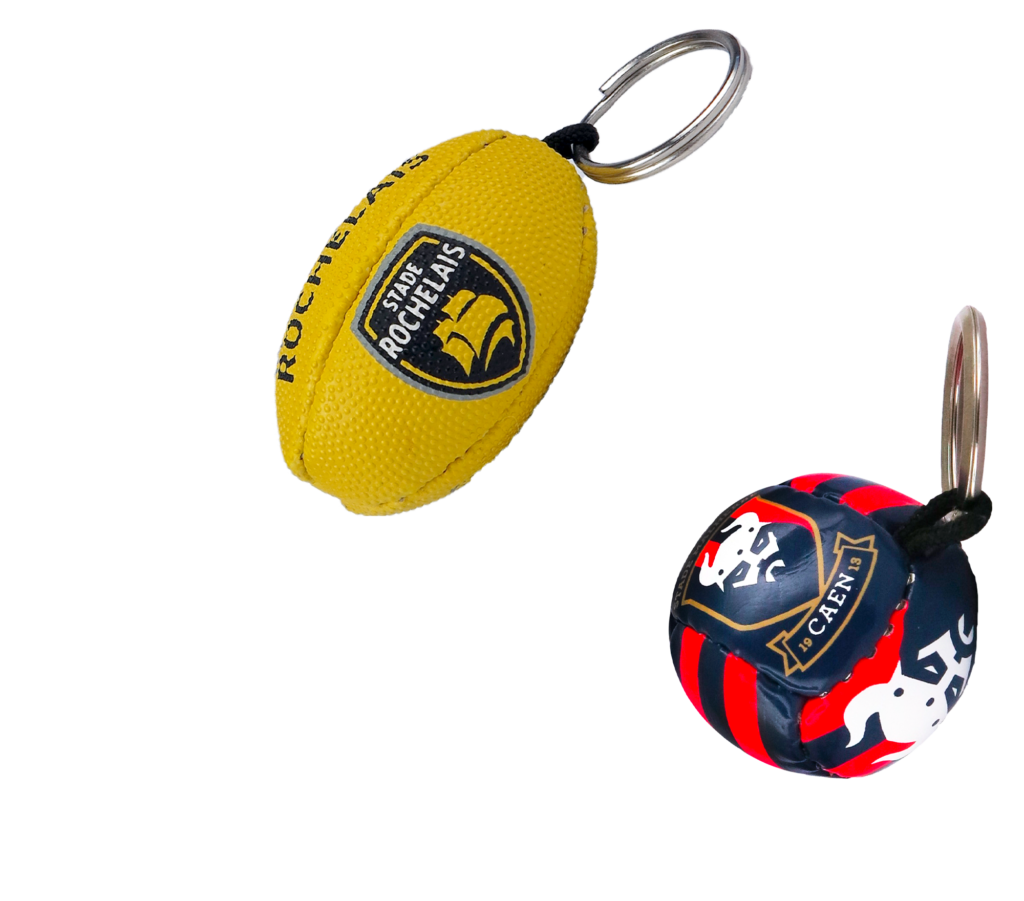 Porte-clés ballon de football et carton rouge et jaune